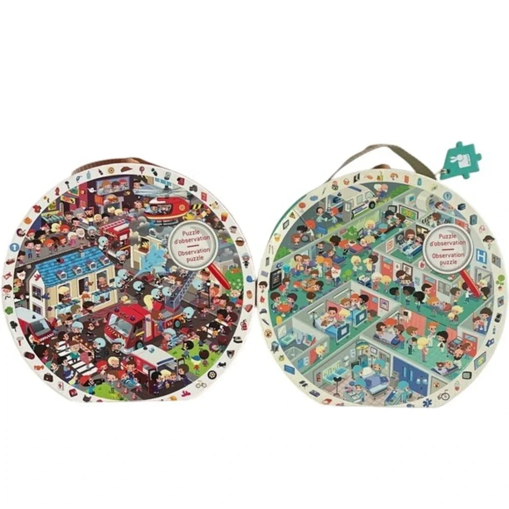 Janod Set of 2 Observation Puzzle for Kids‎ Firefighter Doctor Nurse
